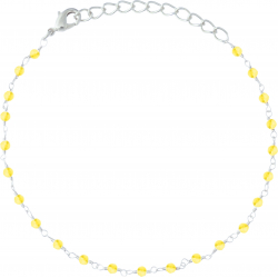 Bracelet argent rhodié 1,7g - boules facettées quartzite teintée jaune 2-2.5mm - longueur : 16+4cm