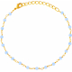 Bracelet plaqué or 3 microns - boules facettées calcédoine teintée bleue 3-4mm - longueur : 16+4cm