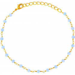 Bracelet plaqué or 3 microns - boules facettées calcédoine teintée bleue 3-4mm - longueur : 16+4cm