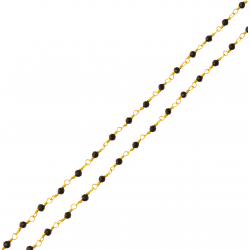 Collier plaqué or 3 microns - boules facettées spinelle noire 2-2.5 - longueur : 42+5cm