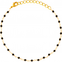 Bracelet plaqué or 3 microns - boules facettées spinelle noire 2-2.5 - longueur : 16+4cm