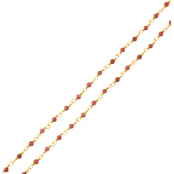 Collier plaqué or 3 microns - boules facettées grenat 2-2.5 - longueur : 42+5cm
