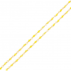 Collier plaqué or 3 microns - boules facettées quartzite teintée jaune 2-2.5 - longueur : 42+5cm