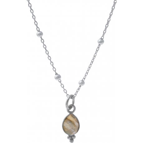 Pendentif en argent rhodié 0,5g - labradorite - poire - 6x8mm