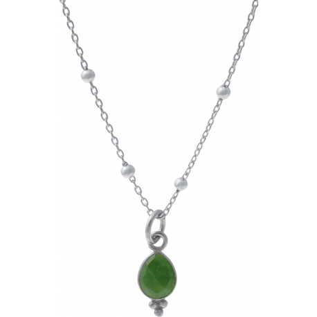 Pendentif en argent rhodié 0,5g - zoisite verte - poire - 6x8mm