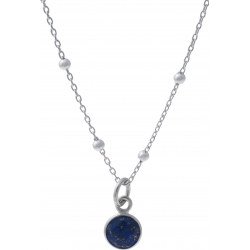 Pendentif en argent rhodié 0,5g - lapis lazuli - rond - 6mm
