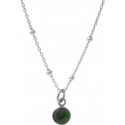 Pendentif en argent rhodié 0,5g - zoisite verte - rond - 6mm