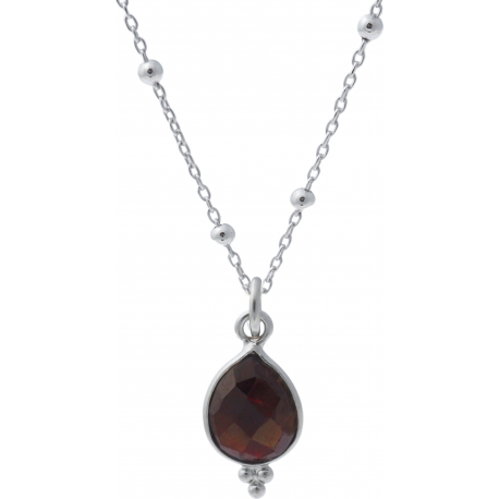 Pendentif en argent rhodié 0,7g - grenat - poire - 8x10mm
