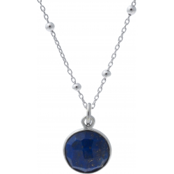 Pendentif en argent rhodié 0,7g - lapis lazuli - rond - 10mm