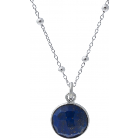 Pendentif en argent rhodié 0,7g - lapis lazuli - rond - 10mm