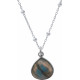 Pendentif en argent rhodié 1g - labradorite - goutte - 12mm