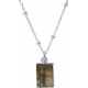 Pendentif en laiton rhodié 1,4g - labradorite - rectangle - 10x15mm