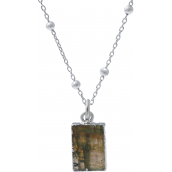 Pendentif en laiton rhodié 1,4g - labradorite - rectangle - 10x15mm