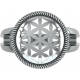 Bague argent rhodié 4,5g - fleur de vie - diamètre 15mm - Taille 50 à 64