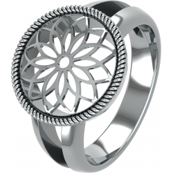 Bague argent rhodié 4,5g - fleur de vie - diamètre 15mm - Taille 50 à 64