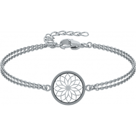 Bracelet argent rhodié 3,6g - fleur de vie - diamètre 15mm - longueur 17+3cm