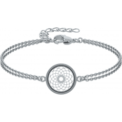 Bracelet argent rhodié 3,6g - fleur de vie - diamètre 15mm - longueur 17+3cm