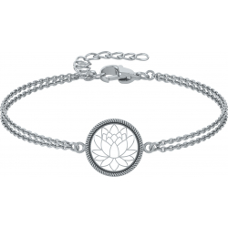 Bracelet argent rhodié 3,6g - lotus - diamètre 15mm - longueur 17+3cm