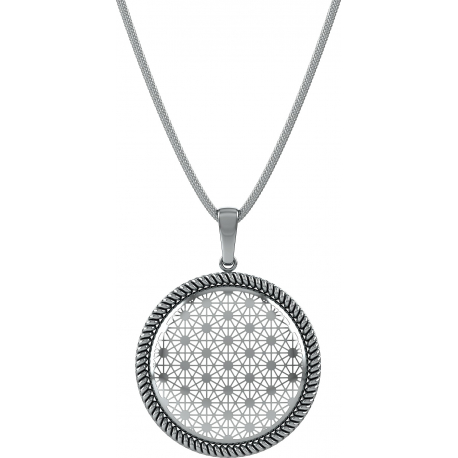 Collier argent rhodié 6,2g - filigrané - diamètre 25mm - longueur 45cm