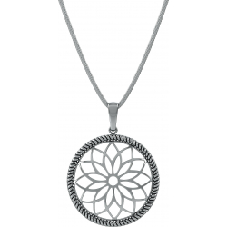 Collier argent rhodié 6,4g - fleur de vie - diamètre 25mm - longueur 45cm