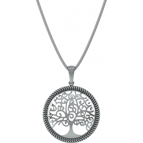 Collier argent rhodié 6,2g - arbre de vie - diamètre 25mm - longueur 45cm