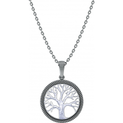 Collier argent rhodié 5g - arbre de vie - diamètre 25mm - longueur 45cm