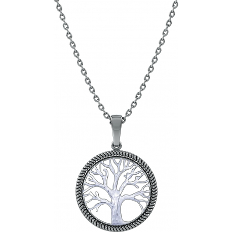 Collier argent rhodié 5g - arbre de vie - diamètre 25mm - longueur 45cm