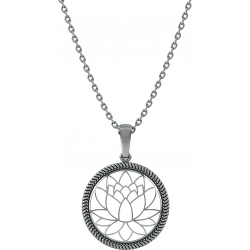 Collier argent rhodié 5g - lotus - diamètre 20mm - longueur 45cm