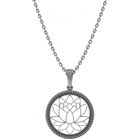 Collier argent rhodié 5g - lotus - diamètre 20mm - longueur 45cm