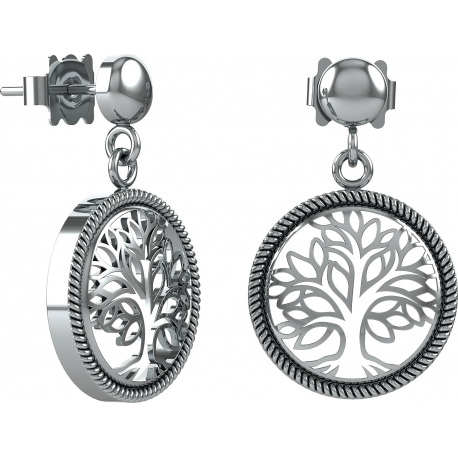 Boucles d'oreilles argent rhodié 3,5g - arbre de vie - diamètre 15mm