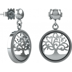 Boucles d'oreilles argent rhodié 3,5g - arbre de vie - diamètre 15mm