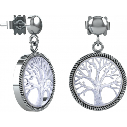 Boucles d'oreilles argent rhodié 3,5g - arbre de vie - diamètre 15mm