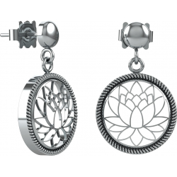 Boucles d'oreilles argent rhodié 3,5g - lotus - diamètre 15mm