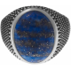 Chevalière en acier homme - cabochon lapis lazuli 15x12mm - T54 à 70
