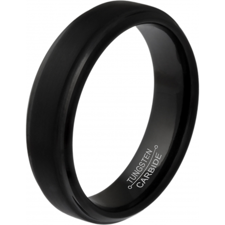 Bague tungstène noir - finition brossée - 6mm -  T58 à 70