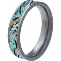 Bague en titane - nacre abalone incrustée - largeur 5mm - épaisseur 2mm - T50 à 64