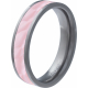 Bague en titane - nacre rose incrusté - largeur 5mm - épaisseur 2mm - T50 à 64