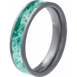 Bague en titane - amazonite incrusté - largeur 5mm - épaisseur 2mm - T50 à 64