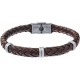 Bracelet acier - cuir marron italien - 6 composants acier - réglable - 21,5cm