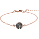 Bracelet acier rosé - arbre de vie - nacre blanche - émail noir - diamètre 17mm - 15+5cm