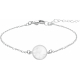 Bracelet acier - fleur de ginkgo - nacre blanche - émail noir - diamètre 17mm - 15+5cm