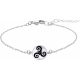 Bracelet acier - triskel - nacre blanche - émail noir - diamètre 17mm - 15+5cm