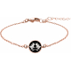 Bracelet acier rosé - bouddha - nacre blanche - émail noir - diamètre 17mm - 15+5cm