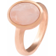 Bague en acier rosé - quartz rose - cabochon oval 9x11mm - T50 à 64