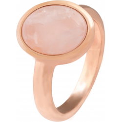 Bague en acier rosé - quartz rose - cabochon oval 9x11mm - T50 à 64