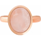 Bague en acier rosé - quartz rose - cabochon oval 9x11mm - T50 à 64