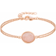 Bracelet en acier rosé - quartz rose - cabochon oval 9x11mm - deux rangs - 16+4cm