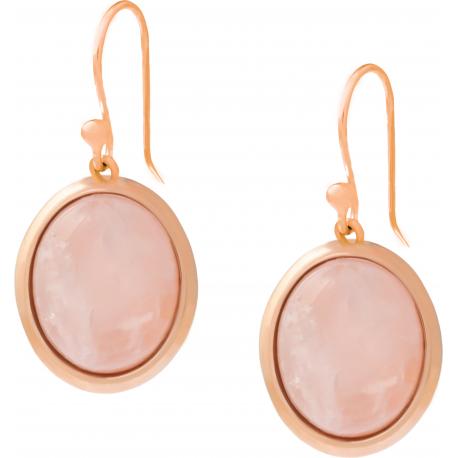 Boucles d'oreille en acier rosé - quartz rose - cabochon oval 9x11mm