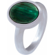 Bague en acier - malachite - cabochon oval 9x11mm - T50 à 64