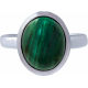 Bague en acier - malachite - cabochon oval 9x11mm - T50 à 64